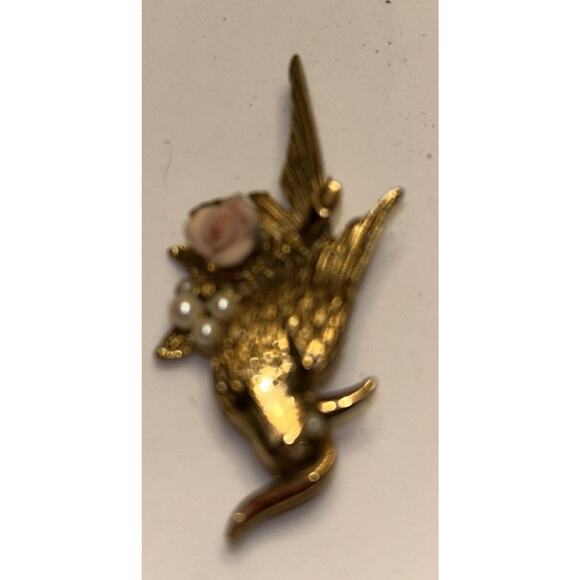 Vintage Bird Brooch/faux pearls and flower - Picture 4 of 7